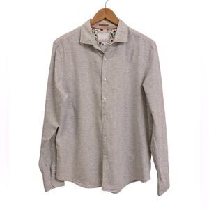 Denim & Flower Long Sleeve Heathered Gray Button Down Shirt Size Large